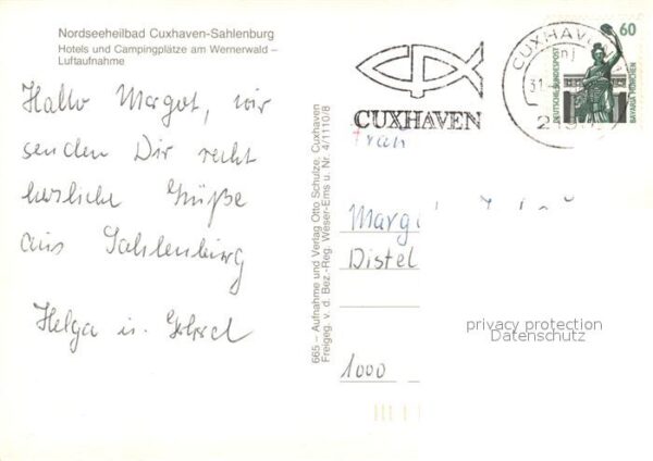 Cuxhaven Sahlenburg Nordseebad Fliegeraufnahme Hotels Camping Wernerwa – Bild 2