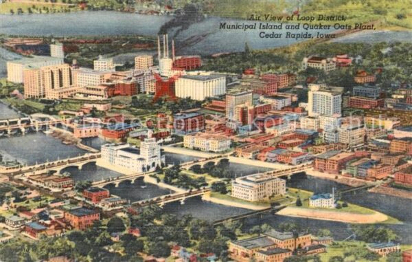 Cedar Rapids Iowa Fliegeraufnahme Municipal Island Quaker