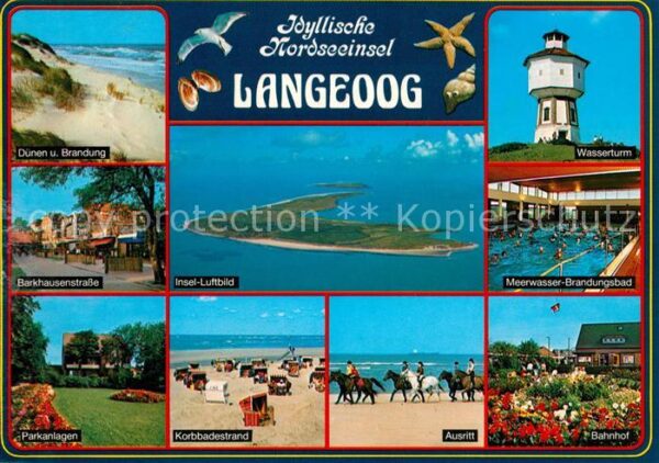Langeoog Nordseebad Fliegeraufnahme Wasserturm Dünen Bahnho