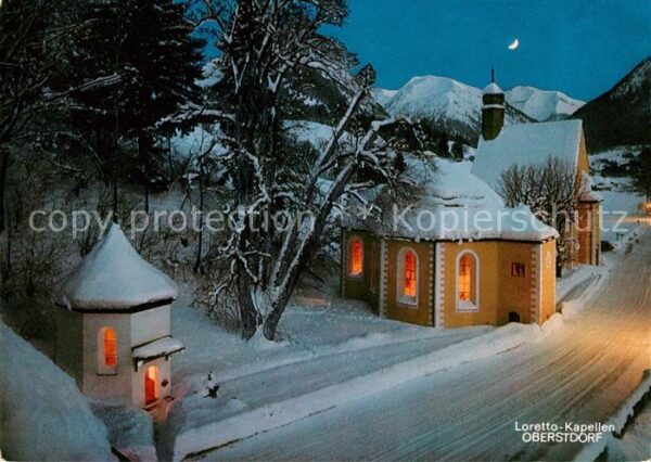 Oberstdorf Loretto Kapellen Winterlandschaft Nacht