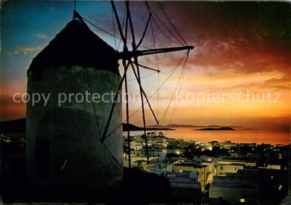 Mykonos Mühle bei Sonnenuntergang