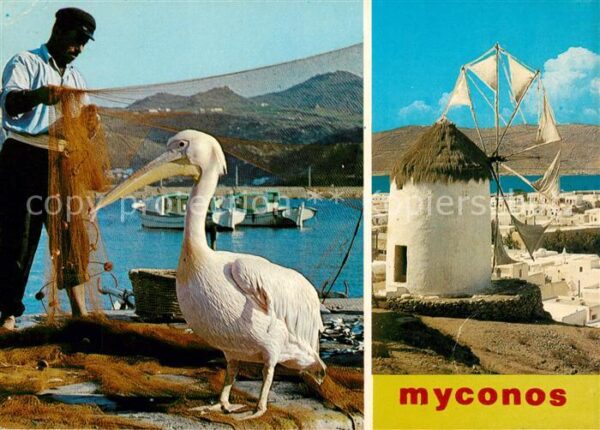 Mykonos Windmühle Pelikan Fischer