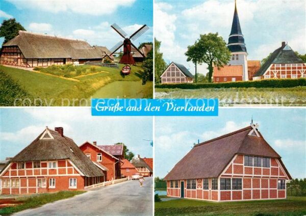 Vierlanden alte Häuser Windmühle Kirche