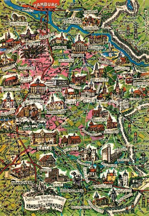 Hamburg Östliches Niedersachsen Lageplan zwisch