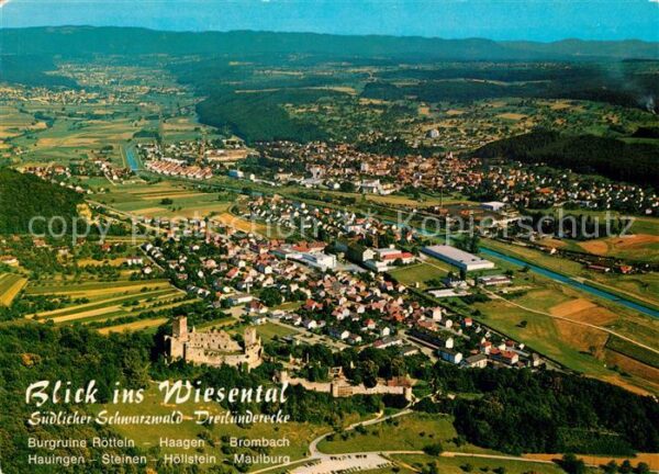Loerrach Fliegeraufnahme Wiesental Burg-Rötteln