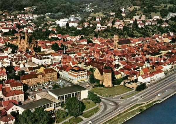 Eberbach Neckar Fliegeraufnahme Neckarpartie