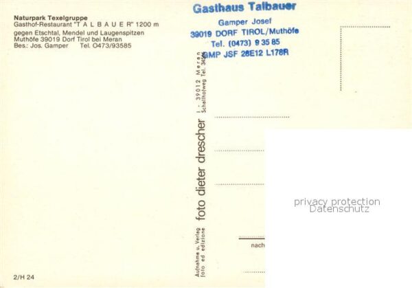 Dorf Tirol Naturpark Texelgruppe Gasthof Restauran – Bild 2
