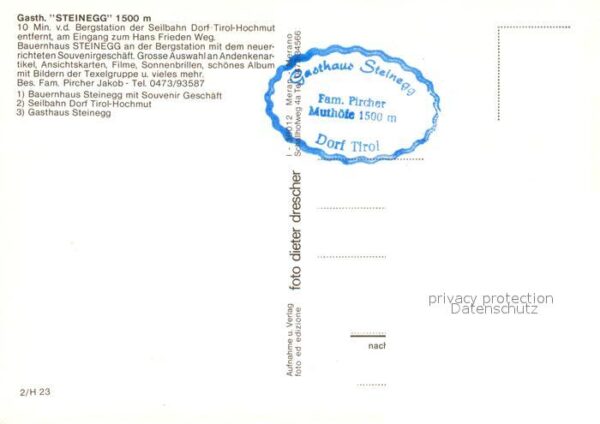 Dorf Tirol Gasthaus Steinegg Souvenir Geschäft Sei – Bild 2