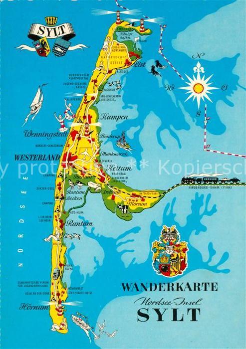 Sylt Wanderkarte Rantum Westerland Hörnum