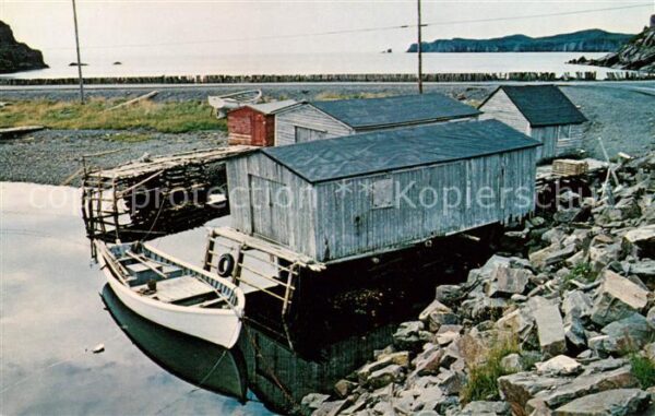 Bonavista Bay A quiet morning Fishing Boat Boathouse