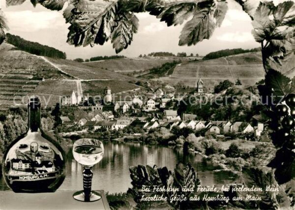 Homburg Main Panorama mit Weinbergen Weinflasche Wei
