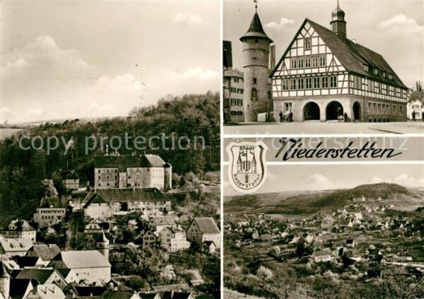 Niederstetten Wuerttemberg Teilansicht mit Schloss Fachwerkhaus Tu