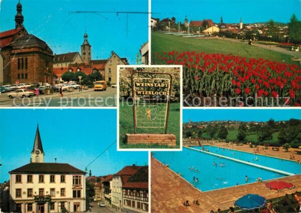 Wiesloch Teilansichten Weinstadt Rathaus Freibad
