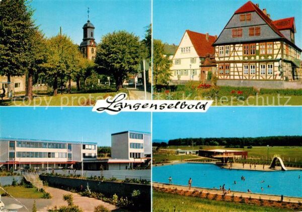Langenselbold Kirche Marktplatz mit goldenem Engel Sc