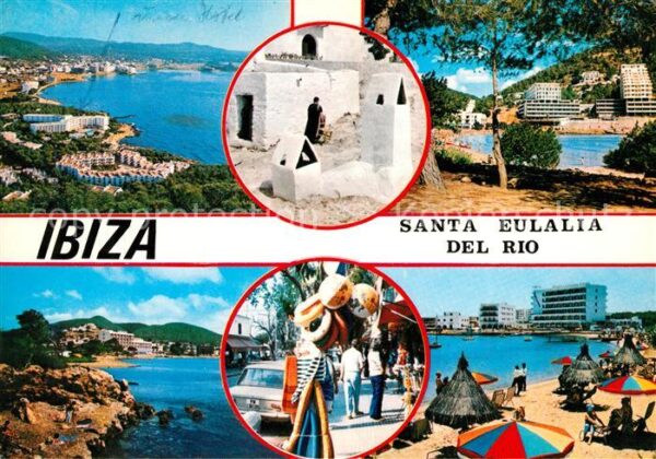 Santa Eulalia del Rio Panorama Küste Strand Ladengeschäfte