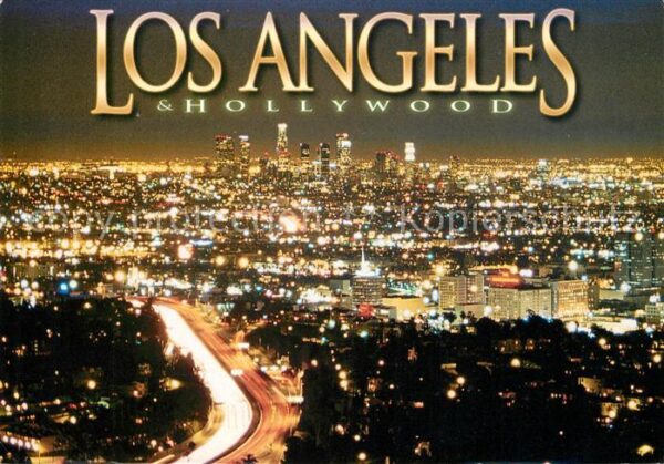 Los Angeles California and Hollywood at night view taken from