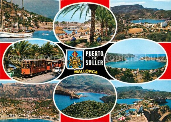 Puerto de Soller Hafen Segelschiff Strassenbahn Strand P