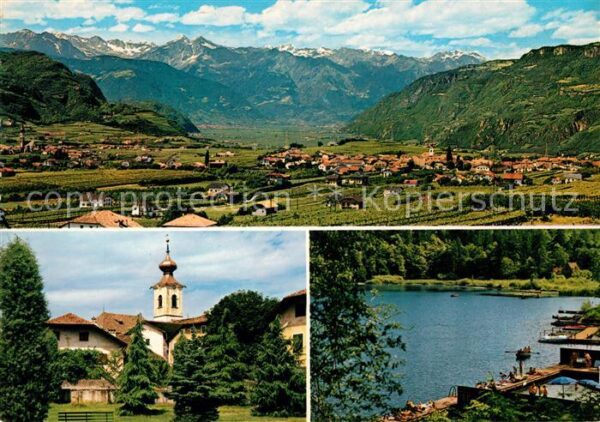 Girlan Gesamtansicht mit Alpenpanorama Kirche