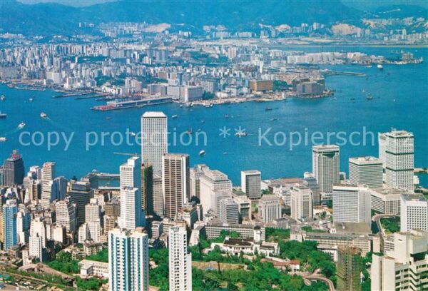 Hong Kong Harbour Kowloon Peninsula aerial view