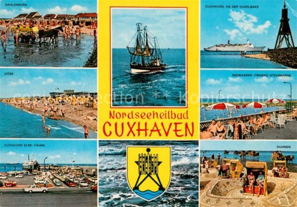 Cuxhaven Nordseebad Sahlenburg Döse Elbefähre Fischerboot K