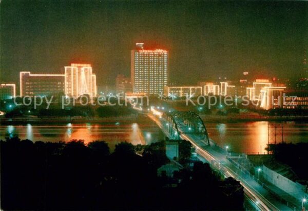 Canton China Stadtpanorama bei Nacht Brücke