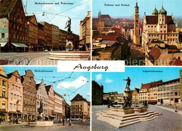 Augsburg Merkurbrunnen Rathaus Perlach Augustusb