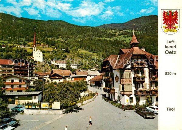 Oetz Ortsmotiv mit Posthotel und Alpenhotel