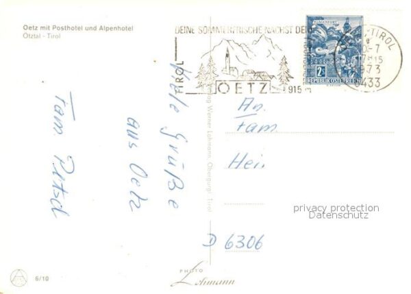 Oetz Ortsmotiv mit Posthotel und Alpenhotel – Bild 2