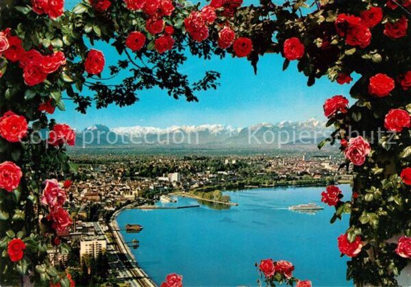 Bregenz Bodensee Panorama Blick gegen Rheintal und Schwe