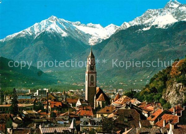 Meran Merano Ortsansicht mit Kirche Blick gegen Ziel