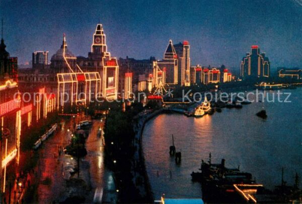 Shanghai Festive night along the bank of Whangpo