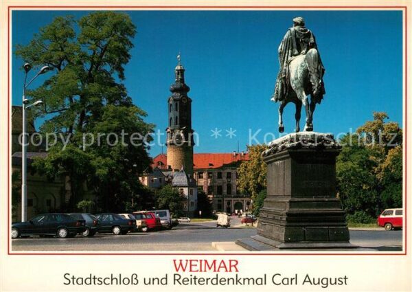 Weimar Thueringen Stadtschloss und Reiterdenkmal Carl Aug