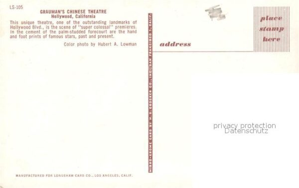 Hollywood California Graumans Chinese Theatre – Bild 2