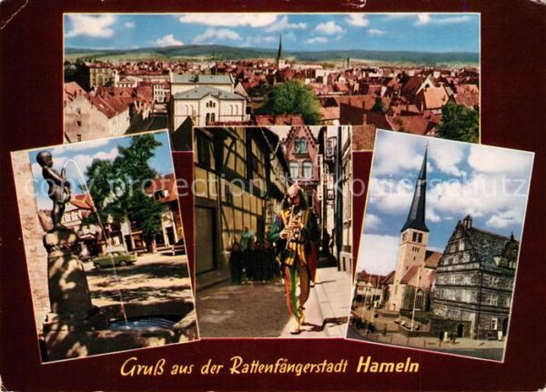 Hameln Weser Rattenf&#228nger Kirche Statue Panorama