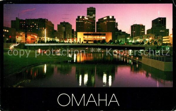 Omaha Nebraska Central Park Mall Skyline at night