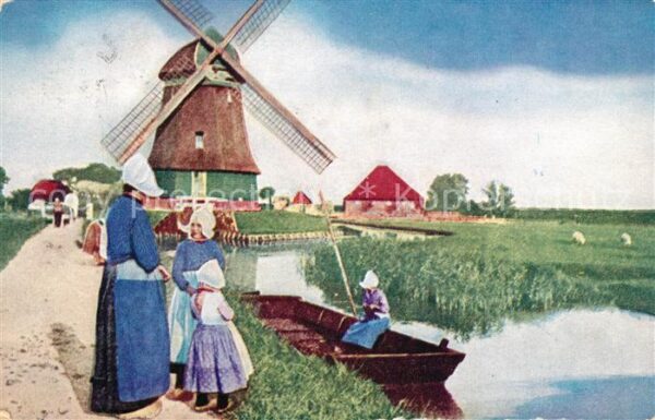Volendam Uferweg Wasserstrasse Trachten Windmühl