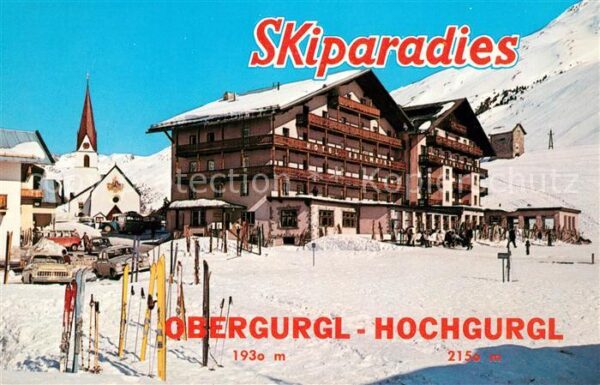 Obergurgl Soelden Tirol Ortsmotiv mit Hotel und Kirche Schipara