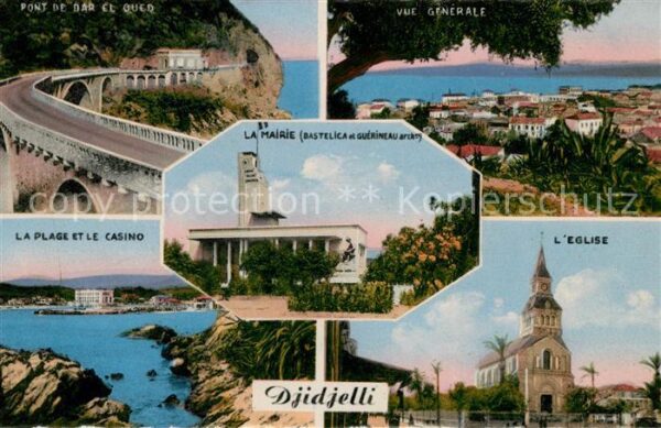 Djidjelli Pont Plage Casino Mairie Eglise vue Gen