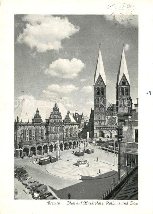 Bremen Marktplatz Rathaus Dom Kupfertiefdruck