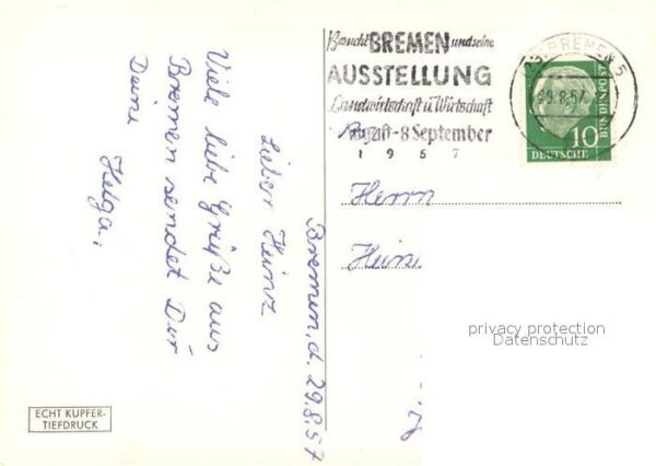 Bremen Marktplatz Rathaus Dom Kupfertiefdruck – Bild 2