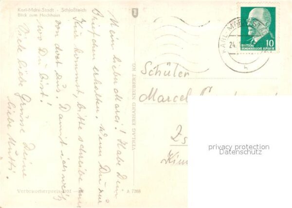Karl-Marx-Stadt Schlossteich Blick zum Hochhaus – Bild 2