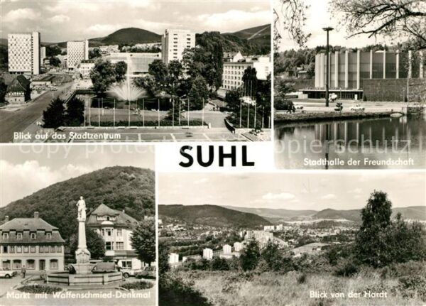 Suhl Thueringer Wald Stadthalle Markt Waffenschmied-Denkmal
