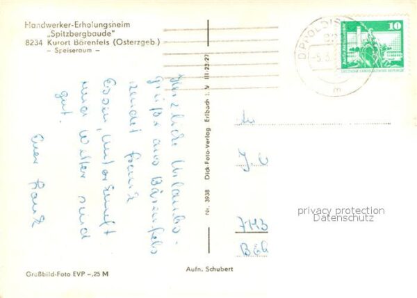 Baerenfels Erzgebirge Handwerker-Erholungsheim Spitzbergbaude – Bild 2