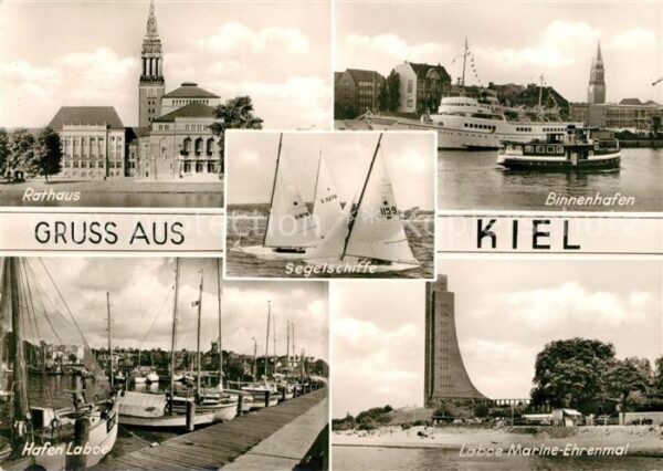 Kiel Rathaus Segelschiffe Binnenhafen Laboe