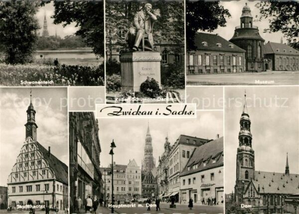 Zwickau Sachsen Schwanenteich Robert Schumann Denkmal M
