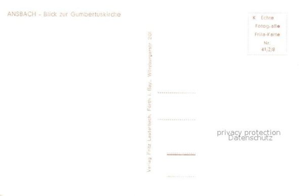 Ansbach Mittelfranken Blick zur Gumbertuskirche Brücke – Bild 2