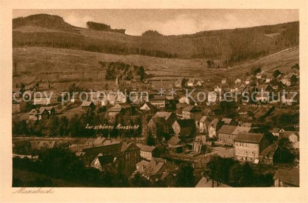 Manebach Stadtpanorama mit Hotel Pension Zur sch
