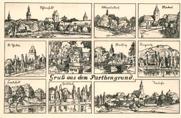 Grimma Städte und Dörfer im Parthengrund Zeich