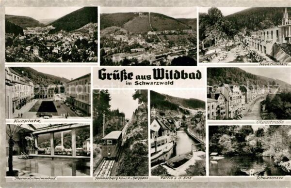 Wildbad Schwarzwald Panorama Trinkhalle Olgastrasse Schwane