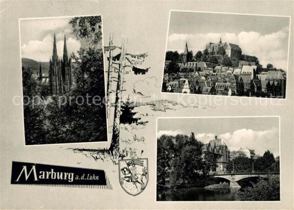 Marburg Lahn Elisabethenkirche Altstadt mit Schloss